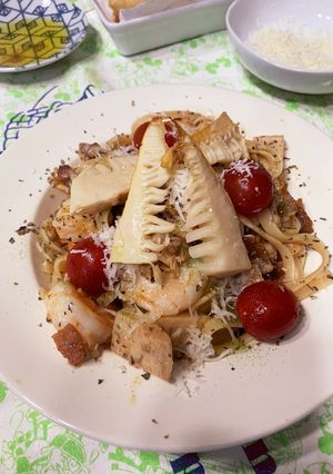 白子筍と小海老のパスタ-レシピのメイン写真