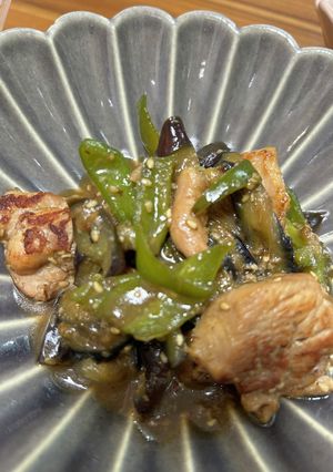 鶏肉と茄子ピーマンの塩麹黒酢炒め♡-レシピのメイン写真