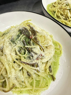 行者ニンニクのジェノベーゼ風パスタ-レシピのメイン写真