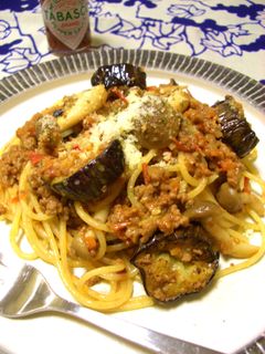 茄子としめじのミートスパ-レシピのメイン写真