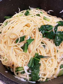 超時短!しらすと小松菜のアヒージョパスタ-レシピのメイン写真