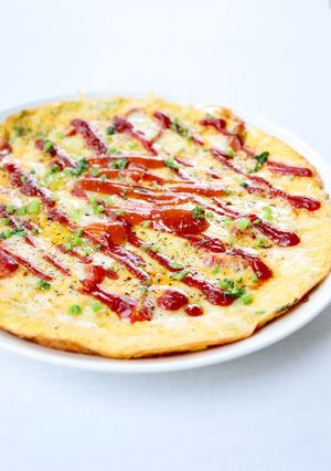手軽にフワうま【大根葉とネギのオムレツ】-レシピのメイン写真
