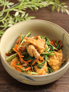簡単!厚揚げと水菜の煮物-レシピのメイン写真