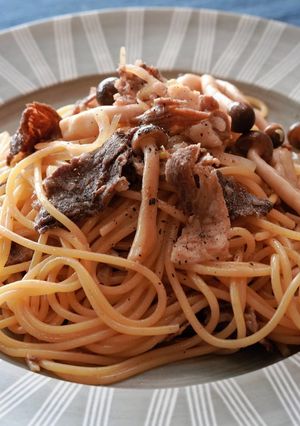 牛肉ときのこのバター醤油パスタ-レシピのメイン写真