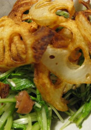 シャキシャキ蓮根と水菜の梅酢和え-レシピのメイン写真