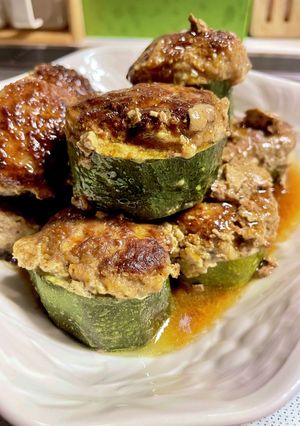 ズッキーニと椎茸の肉詰め-レシピのメイン写真