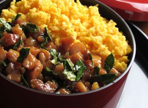 鶏もも肉の山椒の葉の佃煮と卵の２色ご飯-レシピのメイン写真