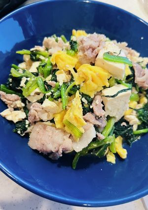 ほうれん草とお豆腐の豚たま♡-レシピのメイン写真