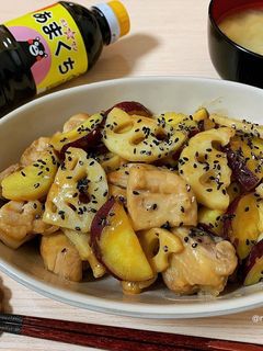 鶏さつまいもと蓮根の甘酢炒め-レシピのメイン写真