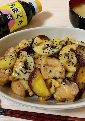 鶏さつまいもと蓮根の甘酢炒め-レシピのメイン写真