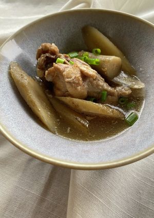 鶏手羽元とゴボウの酢甘煮-レシピのメイン写真