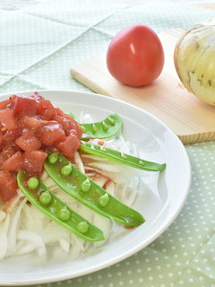 新玉とスナップエンドウの梅昆布トマト和え-レシピのメイン写真