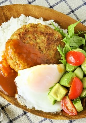 大豆ミートと合い挽き肉のハンバーグ　　　-レシピのメイン写真
