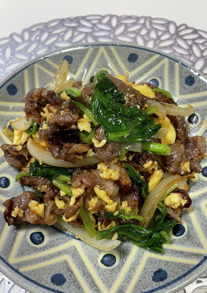 簡単！牛肉とほうれん草の卵炒め-レシピのメイン写真