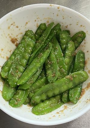 レンジでパパッと！絹さやのごまあえ-レシピのメイン写真