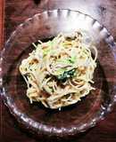 塩昆布&ツナ&豆苗の柚子胡椒マヨパスタ