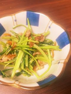 エビ油でひき肉青菜炒め 100円↓-レシピのメイン写真