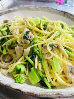 簡単春菊とアサリのパスタ-レシピのメイン写真
