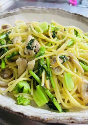 簡単春菊とアサリのパスタ-レシピのメイン写真