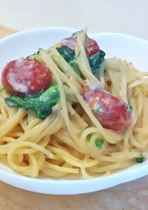 お腹いっぱい!濃厚クリームチーズパスタ-レシピのメイン写真