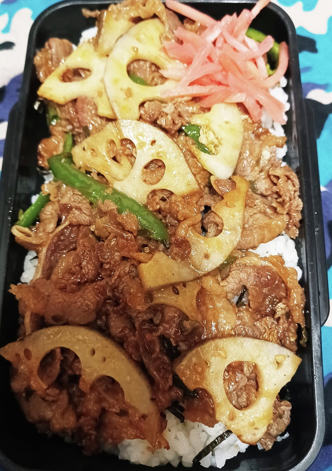 牛肉と蓮根の焼き肉丼弁当-レシピのメイン写真