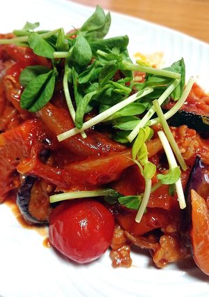 トマトソースで簡単 豚 カボチャ-レシピのメイン写真