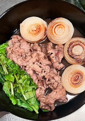 クレソンと新玉ねぎの春すき焼き-レシピのメイン写真