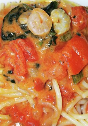 えびトマトクリームパスタ-レシピのメイン写真