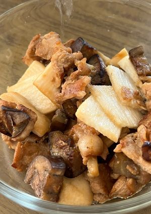 豚肉とナスと長芋のトロサクしょうが味噌-レシピのメイン写真