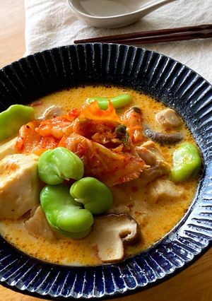 具を入れて煮るだけ＊坦々鶏キムチスープ-レシピのメイン写真