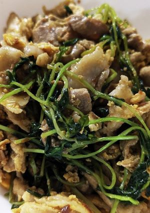 豆苗と豚玉-レシピのメイン写真