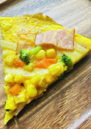 冷凍フラポと野菜ミックスのピザ風卵とじ-レシピのメイン写真