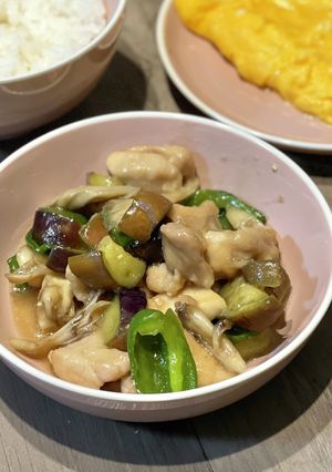 ナスとピーマンと鶏ももの甘味噌炒め-レシピのメイン写真
