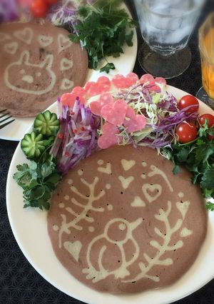 お祝いにも♪ココアホットケーキアート-レシピのメイン写真