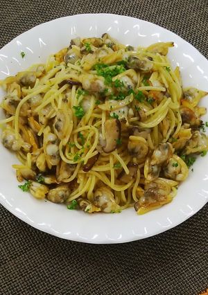 あさりむき身としいたけのペペロンチーノ-レシピのメイン写真