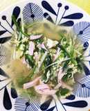 水菜とたまごとハムのコンソメスープ