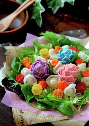 ブーケサラダ♪ゆで卵とハムであじさい♪-レシピのメイン写真