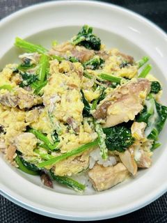 サバとほうれん草の卵とじ丼-レシピのメイン写真