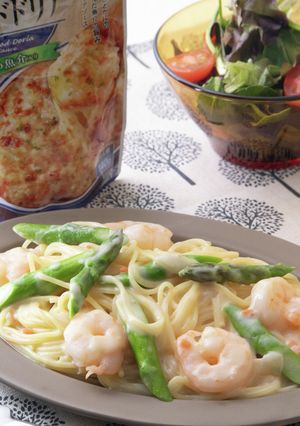 海老とアスパラのワンパンクリームパスタ-レシピのメイン写真