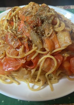 スパゲティ・そば湯のトマト煮込み-レシピのメイン写真