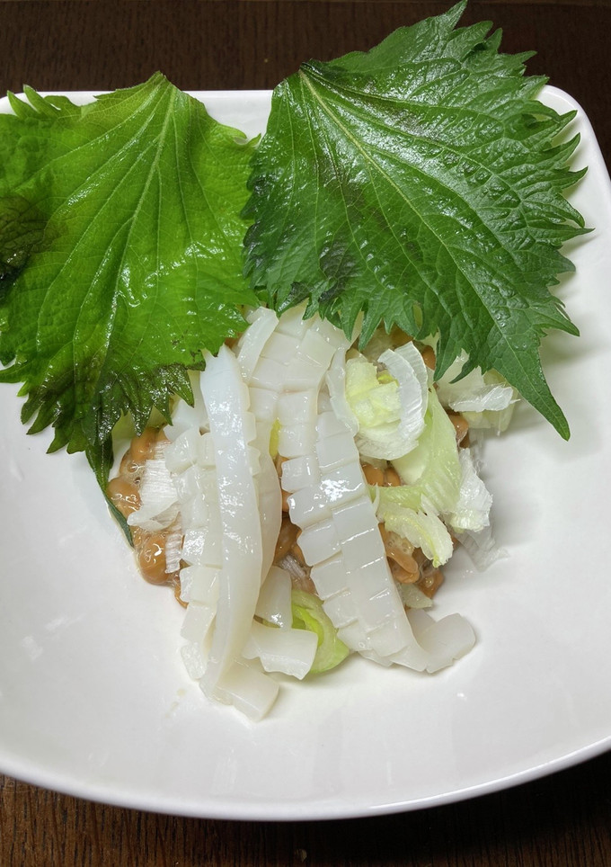 酒のつまみ　納豆とイカの刺身　203-レシピのメイン写真