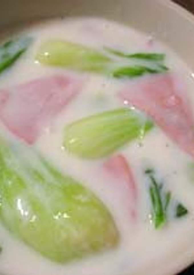 青梗菜とハムのミルク煮-レシピのメイン写真