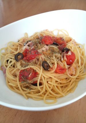 プチトマト・ベーコン・オリーブのパスタ-レシピのメイン写真