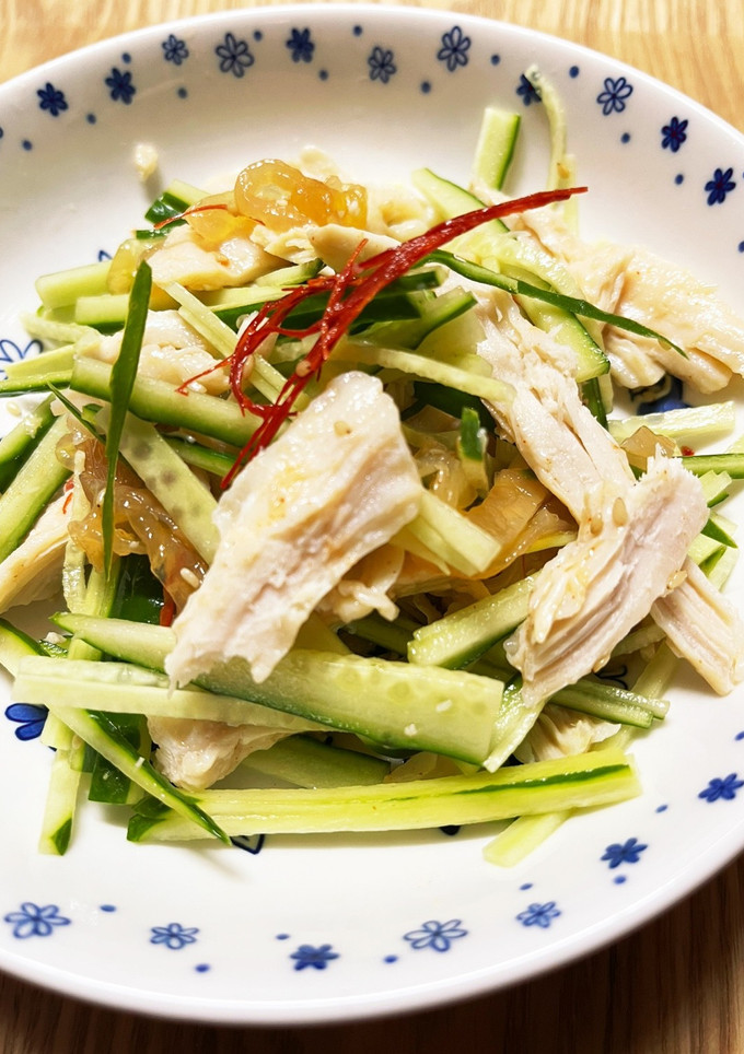 ☆簡単☆蒸し鶏中華くらげときゅうり和え-レシピのメイン写真