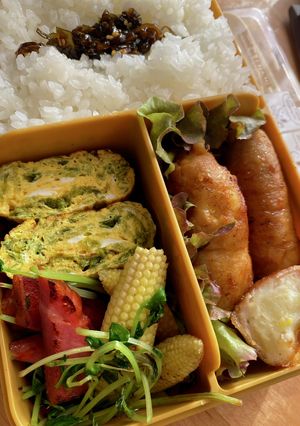 中3女子弁当アスメシ②豚こまポテサラ巻き-レシピのメイン写真