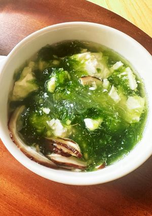 あおさ、豆腐、椎茸の春雨いり和風スープ-レシピのメイン写真