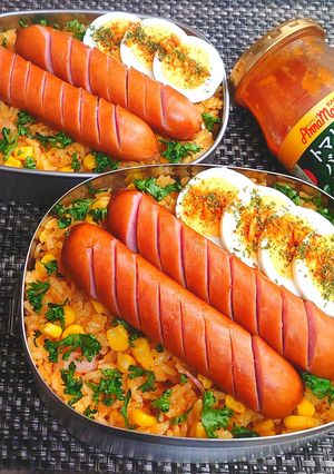 ソーセージどーん!トマトバジルライス弁当-レシピのメイン写真