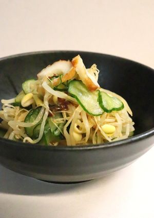 かつお削り節を足す★きゅうり豆もやし竹輪の酢の物-レシピのメイン写真