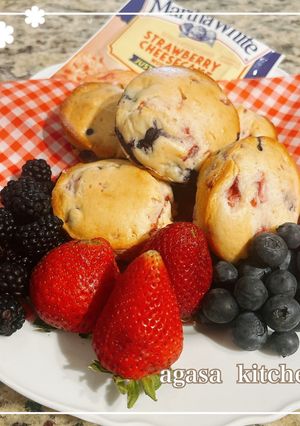 計量カップでいちごのチーズケーキマフィン-レシピのメイン写真