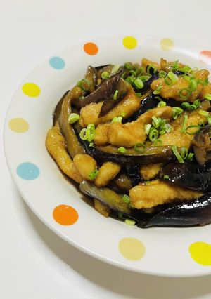 鶏むね肉と茄子のポン酢生姜焼き-レシピのメイン写真